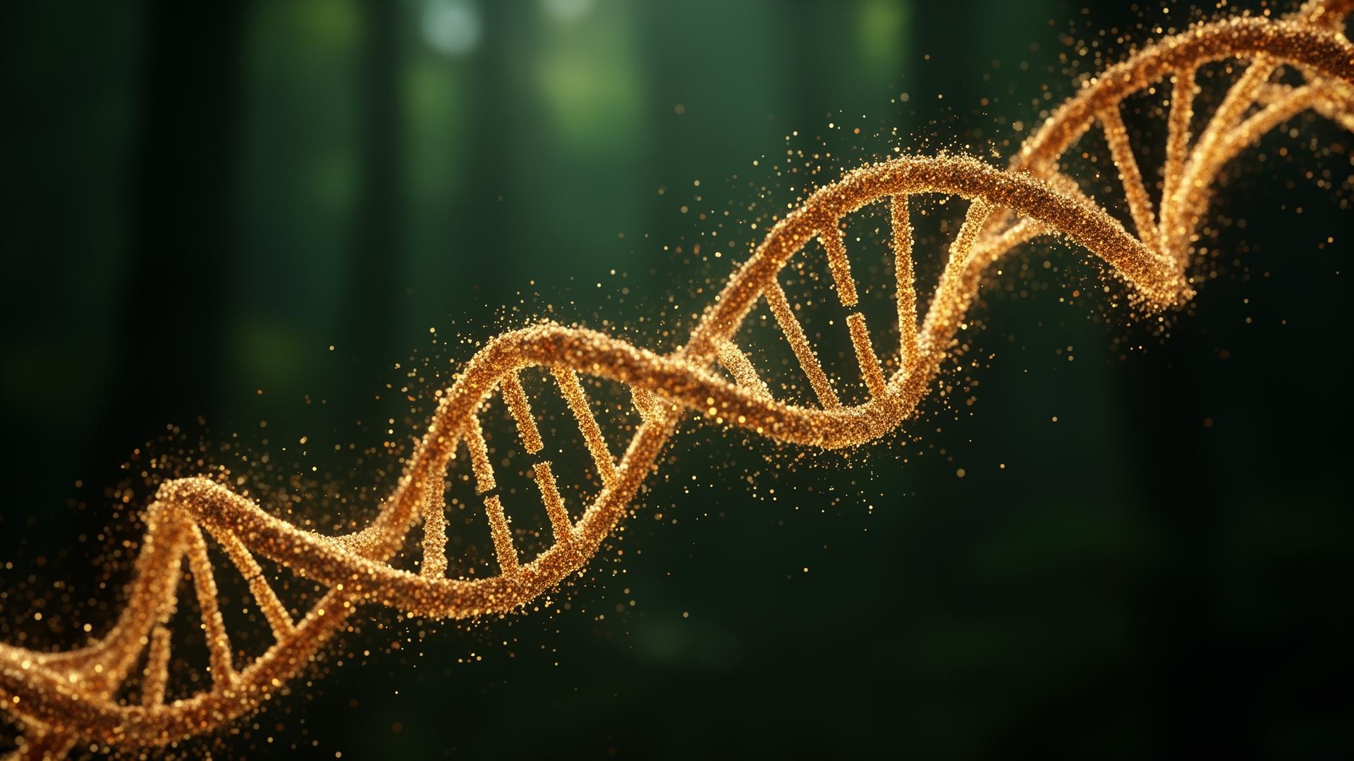 DNA helix in golden particles
